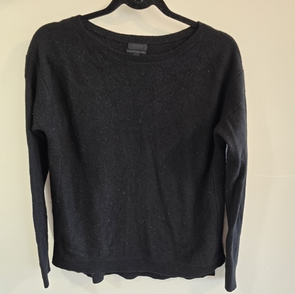 Women's J. Crew Italian Cashmere Black Knit Old‎ Money Country Luxury Minimalist